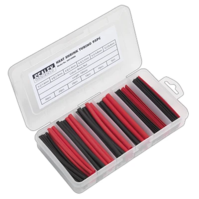 Image of Sealey Heat Shrink Tubing Assortment 95pc 100mm Black &amp; Red