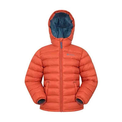 Image of Mountain Warehouse Seasons Padded Kids Jacket Water Resistant &amp; Lightweight Insulated Rain Coat for Boys Girls Great Autumn, Winter, School or Travelling Orange Mix 9 10 Years