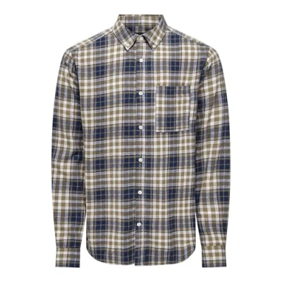 Image of ONLY &amp; SONS Men&#039;s Onsral Ls Slim Check Shirt Casual, Kangaroo/Checks:Dress Blues, L