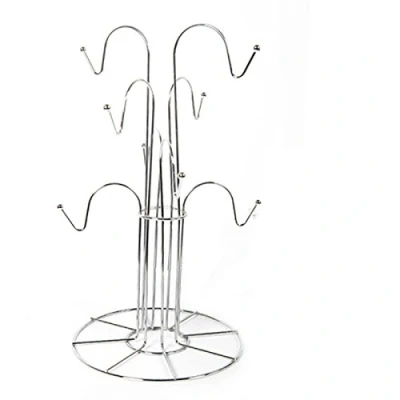 Image of Stylish 6/8 Cup OR Banana Mug Tree Chrome Wire Stand Holder for Home BAR Restaurants (8 Tree)
