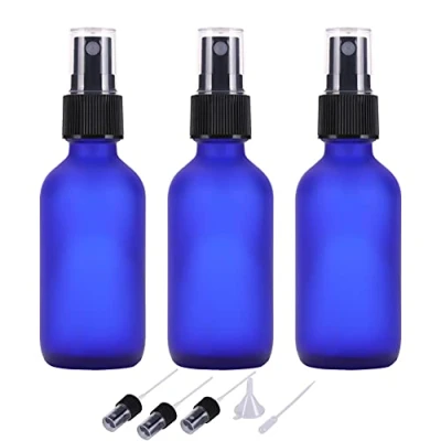 Image of LIYUABU 60ml Frosted Blue Empty Glass Spray Bottles,Small Fine Mist Atomiser Refillable Reusable Travel Bottles for Essential Oil,Hair,Aromatherapy,Perfumes,Cleaning(3 Pack)