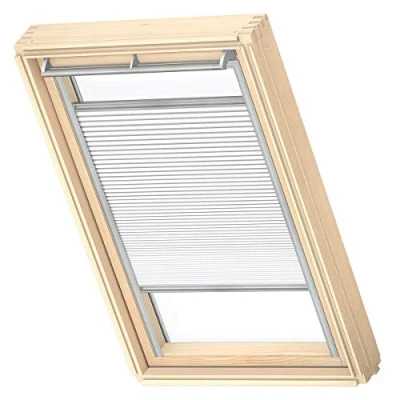 Image of VELUX Original Roof Window Blackout Energy Pleated Blind, MK04, White, with Grey Guide Rail