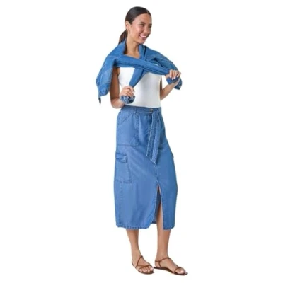 Image of Roman Womens Pocket Detail Cargo Skirt Blue Size 20 UK