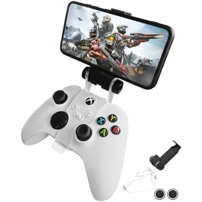 Image of Joso Mobile Phone Holder for Xbox Controller, Cellphone Mount Clamp Compatible with Series S/X, One/S/X Gamepad, Adjustable Clip 2 Thumb Grip Caps