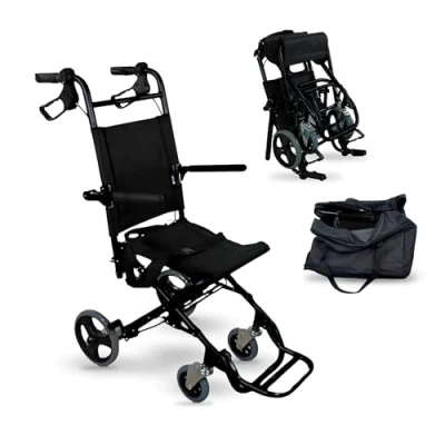 Image of Mobiclinic®, lightweight Folding wheelchair,Transit, Saturn, Aluminium, Folding, Handbrakes, European brand, Foldable footrest, armrests, Seat belt, Ergonomics