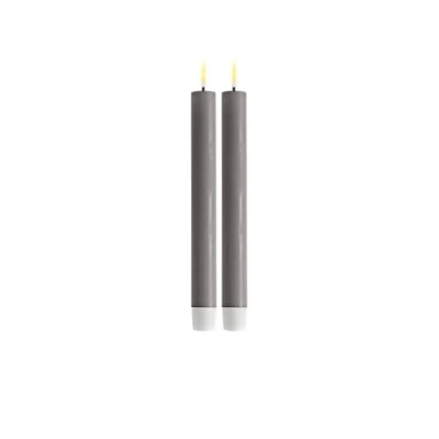 Image of Deluxe Homeart Indoor Flameless LED Taper Dinner Candle 2 Set with Real Flame™ Technology Battery Powered Candles (Grey, 24 cm)