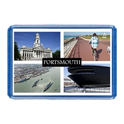 Image of Portsmouth Postcard Style Design 7cm x 4.5cm Novelty Tourism Fridge Magnet.