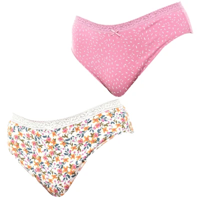 Image of Janira Womens Pack of 2 Brislip Coquettes Cotton Panties JPB3 Women Multicolour Size Large