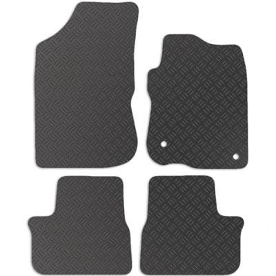 Image of Carsio Rubber Car Mats For Peugeot 2008 2013 2020 (Rubber) Tailored Fit Floor Mat Set Complete Accessory Black Custom Fitted All Weather &amp; Heavy Duty, Anti Slip Backing with Clips