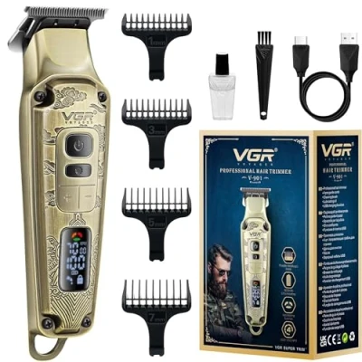 Image of VGR Electric Beard Trimmer for Men Rechargeable USB 240 min Battery Ceramic Blades 7000 RPM Cordless Hair Clippers Professional Grooming Face Stubble, Neck, Sideburns, Moustache