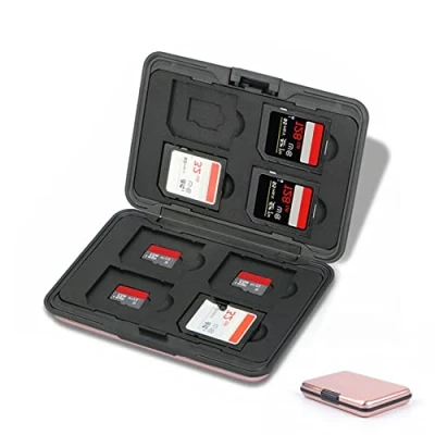 Image of Jaimela 16 Slots Memory Card Case, for 8 Micro SD SDXC SDHC + SDHC, Waterproof Shock Resistant (Pink)