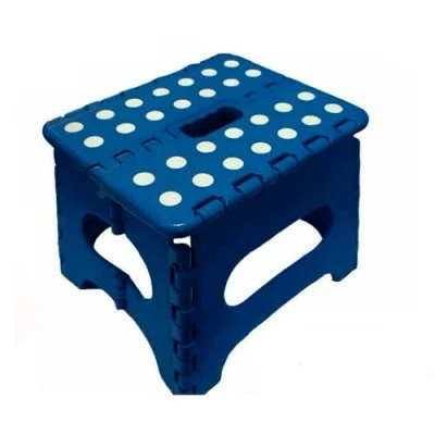 Image of Foldable Step Stool Folding Stepping For Kids &amp; Adults Multipurpose Stook Kitchen Garden Bathroom With Easy To Carry Handle 23 x 19 x19 cm Holds Up 120 Kg Weight (Blue)