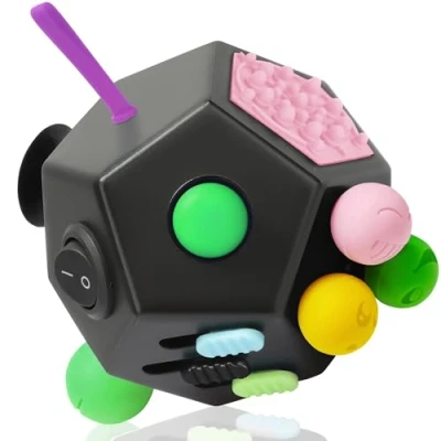 Image of VCOSTORE Fidget Cube with 12 Sides Original Figet Adult Infinity Toy Anti Stress For all Ages ADHD, ADD, ASD, ADHD
