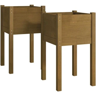 Image of vidaXL Garden Planters 2 pcs Honey Brown 40x40x70 cm Solid Pinewood