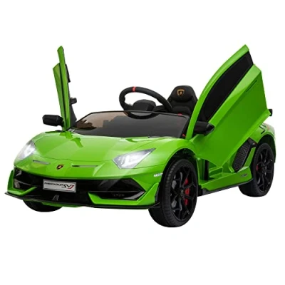 Image of HOMCOM Lamborghini Aventador Licensed 12V Kids Electric Ride On Car Racing Toy with Parental Remote Control Battery powered 2 Motors Music Lights for 3 8 Years Old Green