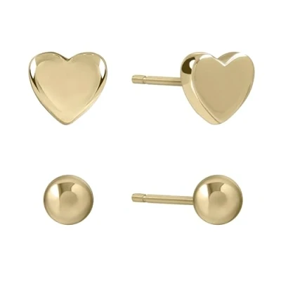 Image of Radley Womens 18ct Gold Plated Heart and Ball Stud Twin Pack Earrings