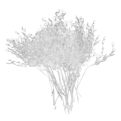 Image of Baoblaze 50pcs Water Drop Artificial Acrylic Flower Picks Crystal Diamante Branches For Party Wedding Floral Decoration White, 15cm