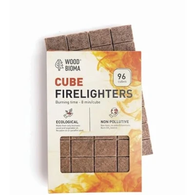 Image of Cube Firelighters, Eco Friendly, BBQs and Fireplaces, 96 Cubes, 8 10 Minutes Burn Time per Cube, Biomass Vegetable Oil