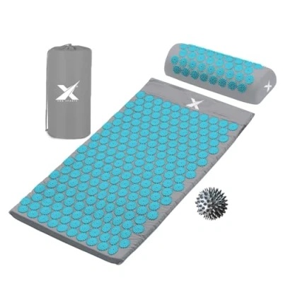 Image of XN8 Sports Acupressure Mat and Pillow Set, Acupuncture Cushion for Back Pain Relief, Spiky &amp; Stress Reduction, Relaxation, Yoga Massage, Therapy Pressure with Carry Bag