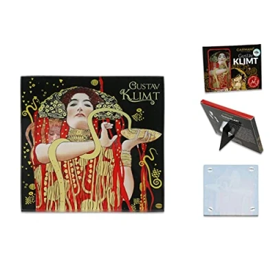 Image of CARMANI Glass Coasters, Pad, Drink Mat Heat resistant printed with Gustav Klimt, Hygieia detail from Medicine