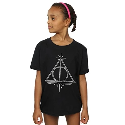 Image of Harry Potter Girls Deathly Hallows Symbol T Shirt 12 13 Years Black