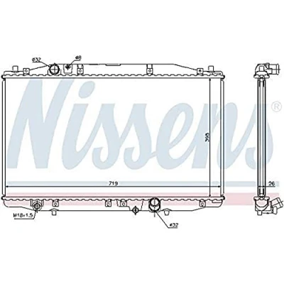 Image of R13517 Engine radiator NISSENS 68131 Aluminium 398mm 719mm 26mm Brazed cooling fins HONDA: Accord 7 Limousine
