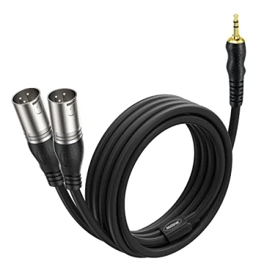 Image of NUOSIYA 1/8 inch TRS to Dual XLR Male Y Adapter Cable,3.5mm Mini Jack Stereo 2 Interconnect Breakout Patch Cable (2M/6Ft)