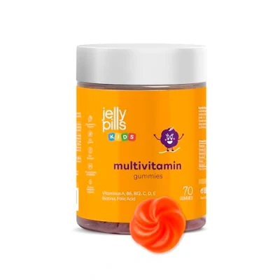 Image of Jelly Pills® Multivitamin &amp; Mineral Kids Gummies No Added Sugars 70 Strawberry Flavoured All Vitamins A B C D E Biotin Folic Acid Zinc Iodine Magnesium Chromium