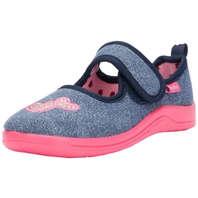 Image of Playshoes Unisex Kid&#039;s Anti Slip Shoes Building Side Pantuflas, Denim Blue 3, 4 UK
