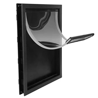 Image of CUEI Pet Door Dog Door, Large 50x38cm/ 19.7x15in Plastic Magnetic Flap with Removable Partition Plate, Strong Durable Easy Installation for Small, Medium, and Pets(Black)