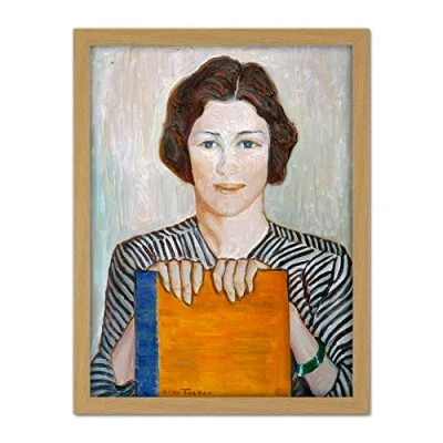Image of Tucker Orange Book American Impressionist Painting Artwork Framed Wall Art Print 18X24 Inch
