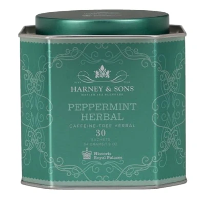Image of Harney &amp; Sons Master Tea Blender Peppermint Herbal Fine Classic Tin Caffeine Free Herbal, 30 Sachets, 1.9 Ounce