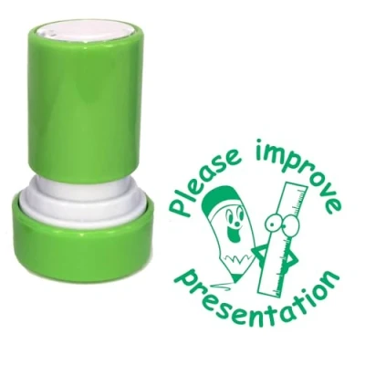 Image of Please Improve impresentation Self Inking Teacher Stamp Green Ink. 22mm, Reinkable.