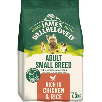 Image of James Wellbeloved Dog Adult Hypoallergenic Dry Food Small Breed Chicken and Rice 7.5 kg