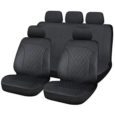 Image of UKB4C Leatherette Full Set Front &amp; Rear Car Seat Covers for Land Rover Defender 110
