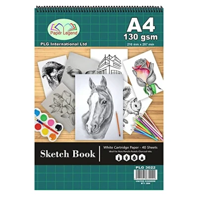 Image of A4 Spiral Sketch Pad 130 GSM Paper Sketchbook, Hardback (210 x 297 mm) 40 Sheets