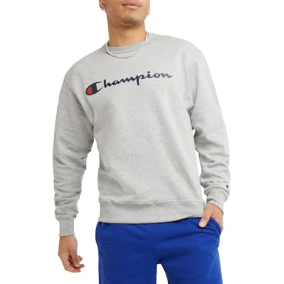 Image of Champion Men&#039;s Powerblend Graphic Crew Sweatshirt, Oxford Gray y06794, XS