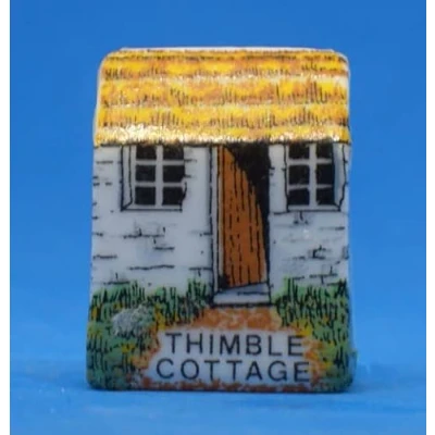 Image of Porcelain China Miniature House Thimble Weaving Cottage