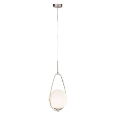 Image of Avalon 1 Light Pendant Satin Silver, Opal ,Glass, E27