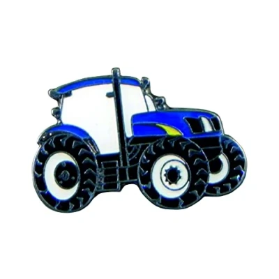 Image of Metal Enamel Pin Badge Farm Tractor Blue