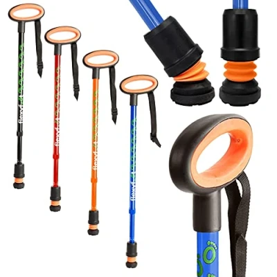 Image of Flexyfoot Shock Absorbing Oval Handle Walking Stick Improved Comfort, Safety, Grip Colour: Blue