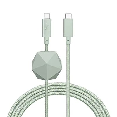 Image of Native Union Type C Desk Cable USB to 8ft Ultra Strong Non Slip Charging with Anchor Weight Compatible iPhone 15, MacBook Air/Pro 13&quot; M3, Surface Go 3 (Sage)