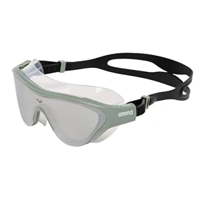 Image of Arena Unisex The One Mirror Swim Mask, SILVER JADE BLACK