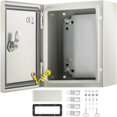 Image of VEVOR NEMA Steel Enclosure, 10 x 8 6&#039;&#039; 4X Electrical Box, IP66 Waterproof &amp; Dustproof, Outdoor/Indoor Junction with Mounting Plate