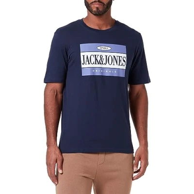 Image of JACK &amp; JONES Men&#039;s Jorarthur Tee Ss Crew Neck Sn T Shirt, Blazer Navy, L