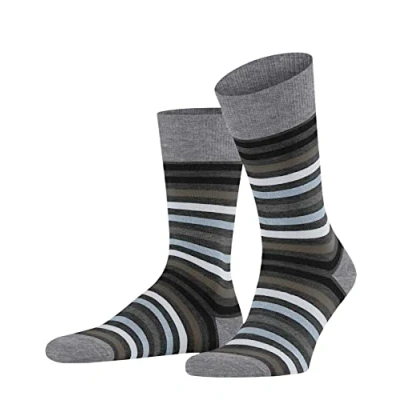 Image of Mens 1 Pair Falke Tinted Stripe Wool Socks Asphalt Melange 8.5 11