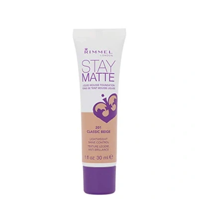 Image of 2 x Rimmel London Stay Matte Liquid Mousse Foundation 30ml 201 Classic Beige