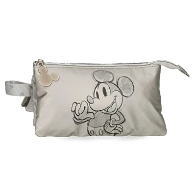 Image of Disney Mickey 100 Triple Pencil Case Gray 22x12x5 cm Polyester