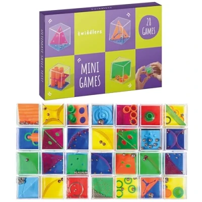 Image of THE TWIDDLERS 28 Mini Brain Teaser Puzzle Cube Box Set Assorted Difficulty Levels, Ideal Games Challenge as Party Bag Fillers for Kids or Adults, Multipack Classroom Rewards