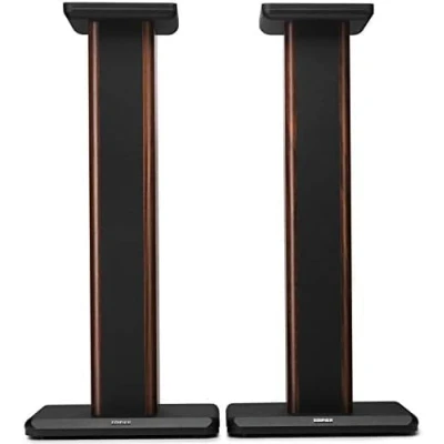 Image of Edifier S2000MKIII Floor Speaker Stands, Heavy Duty 25.7 Inch Hollowed Floorstanding Wood Grain Stands for Home Theater, Easy Assembly Brown (Pair)